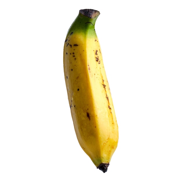 Banana em detalhe com gotas em fundo branco ou transparente isolado