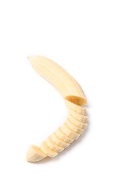 Foto banana sem casca isolada no fundo branco