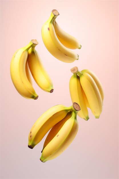 Bananas frescas maduras caindo no ar Conceito de levitação de alimentos Conteúdo gerado por IA