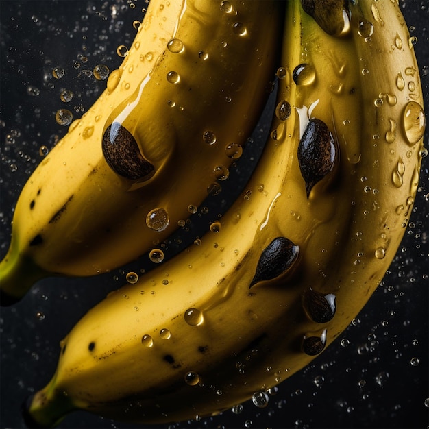 Foto bananas fundo sem costura gotas de água visíveis