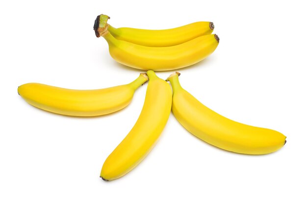 Bananas isoladas em um fundo branco. Camada plana, vista superior