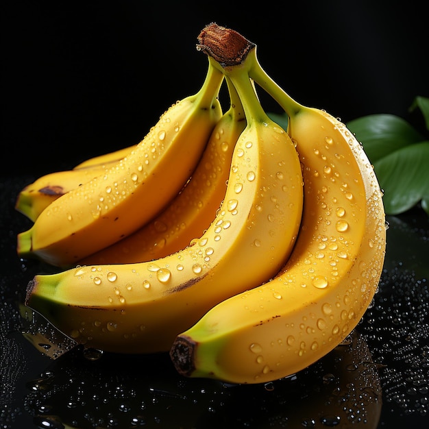 bananas maduras na mesa em fundo preto