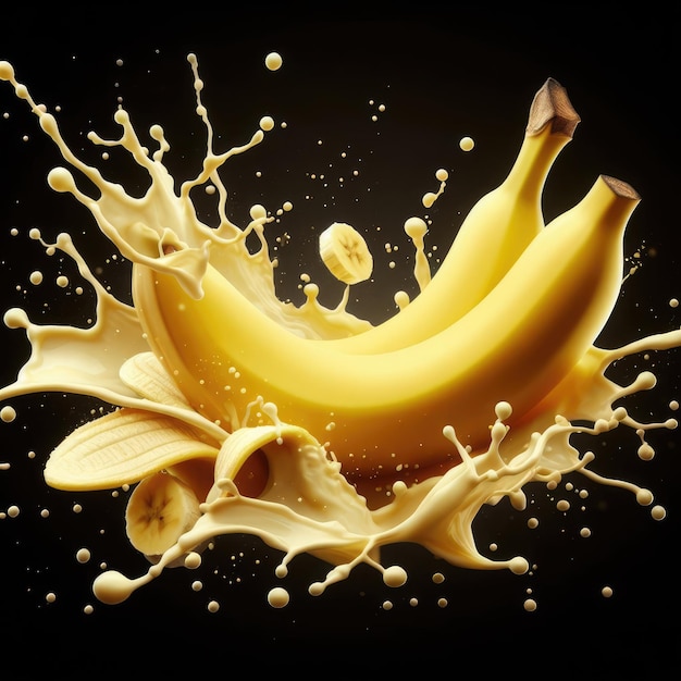 Bananen in Milch Bananen-Splash