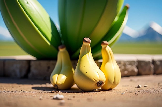 Bananen, köstliche Früchte, grünes Essen, Bio-Lebensmittel, Bananen-Hintergrund.