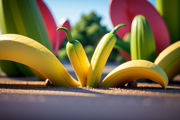 Bananen, köstliche Früchte, grünes Essen, Bio-Lebensmittel, Bananen-Hintergrund.