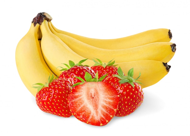 Bananen und Erdbeeren isoliert