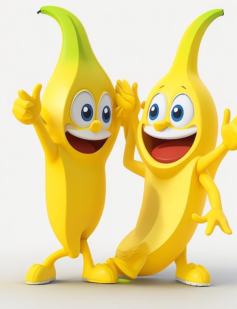 Bananen-Vektor-Cartoon-Figur 3D-AI generiert