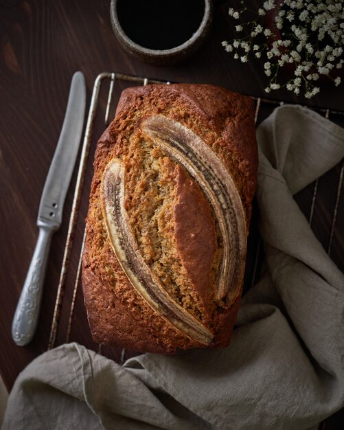 Bananenbrot. Kuchen mit Banane, traditionelle amerikanische Küche.