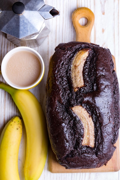 Foto bananenbrot und kaffee