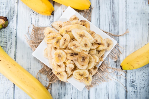 Bananenchips Nahaufnahme erschossen