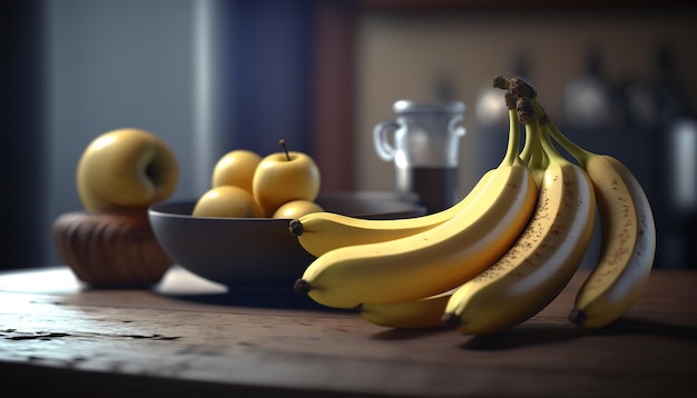 Bananenzweig auf dem Tisch Generative KI