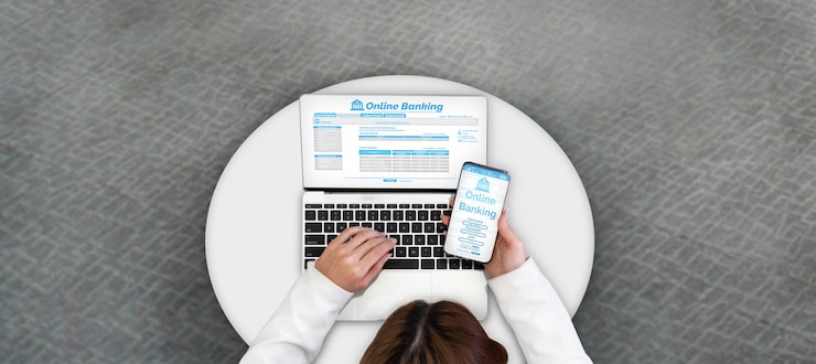 Foto banca en línea para tecnología de dinero digital