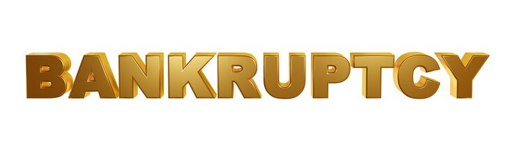 Foto la bancarrota el texto dorado la tipografía el logotipo moderno el efecto dorado brillante metálico en 3d