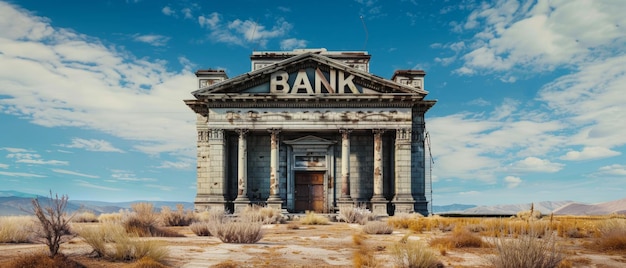 Un banco abandonado de pie solo en un paisaje desolado del desierto