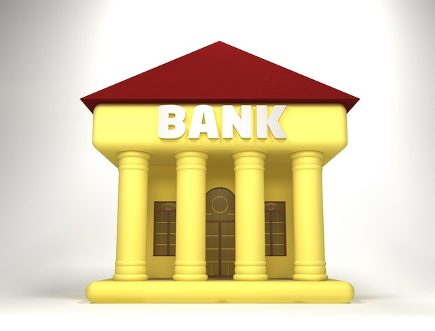 Banco edificio 3d ilustración 3d render de Banco