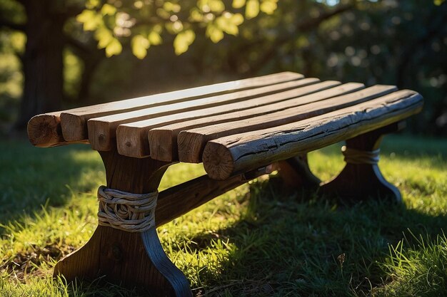 Foto un banco de madera que ofrece serenidad bajo el roble