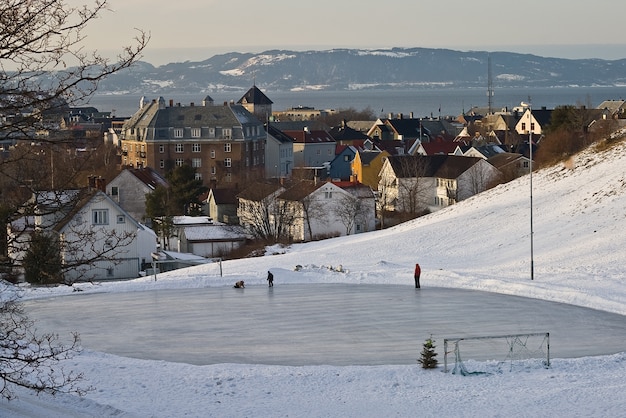 banco nieve invierno lago Noruega