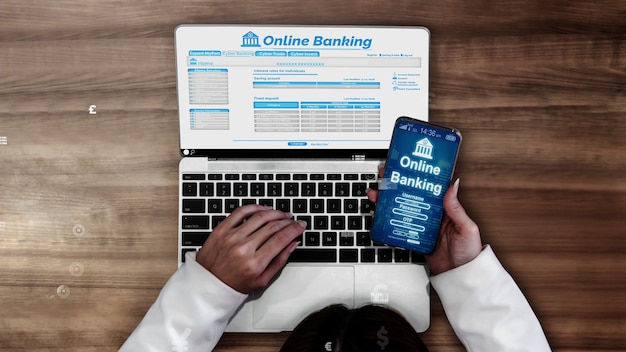 Banco online para tecnologia de dinheiro digital conceitual