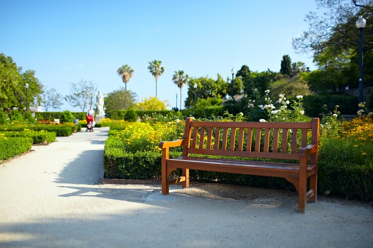 Un banco en el parque.