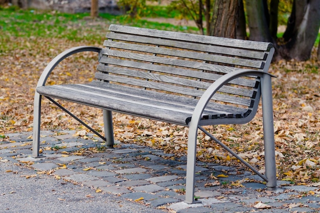 Foto un banco vacío en el parque.