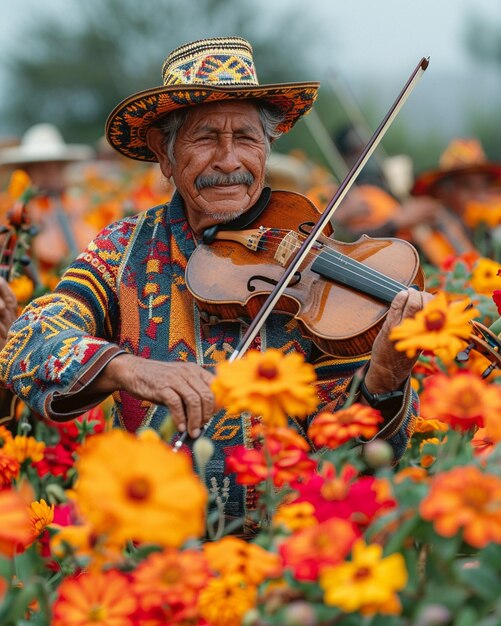 Foto una banda folclórica tradicional colombiana interpretando el papel tapiz