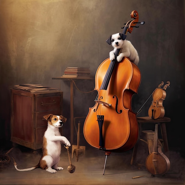 Banda de música compuesta por varios animales lindos que tocan varios instrumentos musicales.