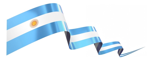 Banda ondulada de la bandera argentina aislada en un fondo blanco Ilustración 3D