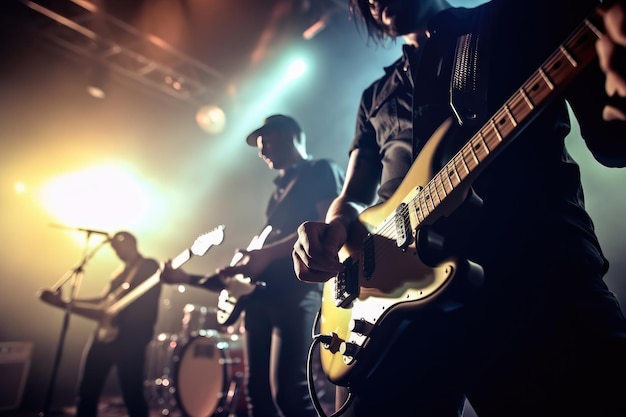 La banda de rock se presenta en el escenario.