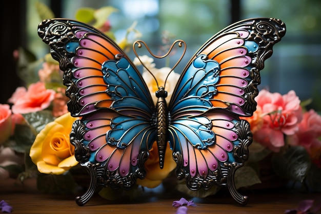 una bandada de hermosas mariposas revoloteando entre las coloridas flores del jardín