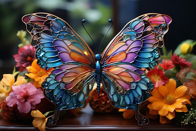 una bandada de hermosas mariposas revoloteando entre las coloridas flores del jardín