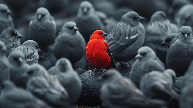 una bandada de pájaros se reúnen en un grupo