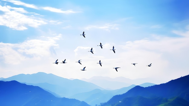 una bandada de pájaros volando en el cielo