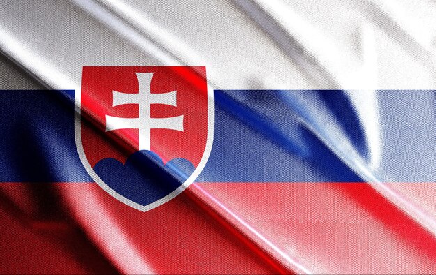 Bandeira 3d da Eslováquia, bela bandeira do país no mundo, plano de fundo, banner, postr, resumo.