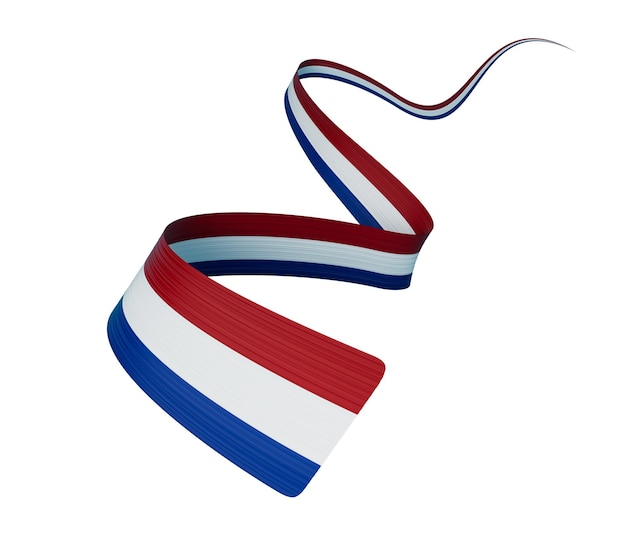 Bandeira 3d da Holanda País Ondulado brilhante 3d Bandeira da fita no fundo branco ilustração 3d