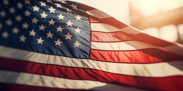 Bandeira americana a agitar orgulhosamente em homenagem ao Dia dos Veteranos Criada com tecnologia de IA generativa