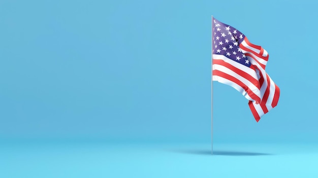 Foto bandeira americana agitando em um fundo de céu azul ideal para o dia da independência e celebrações patrióticas