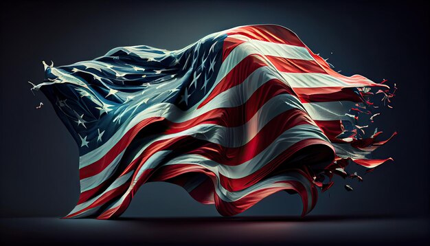 Bandeira americana Bandeira dos EUA acenando o tempo do Dia da Independência para a revolução 4 de julho