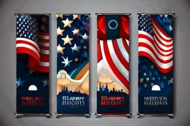 Bandeira americana Ícones do Dia do Memorial Emblema patriota dos Estados Unidos com estrelas e listras Emblema para orgulho