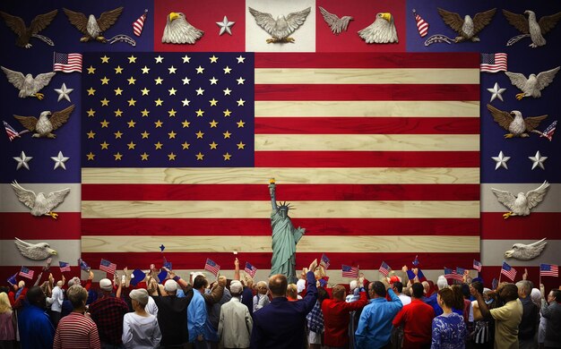 Bandeira americana exibida de forma proeminente num dia especial em homenagem à lealdade nacional