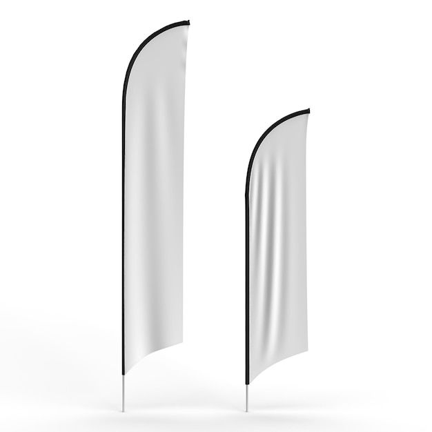 Bandeira Bandeira de 4m e 3m isolada em um fundo branco para fins de maquete e ilustração