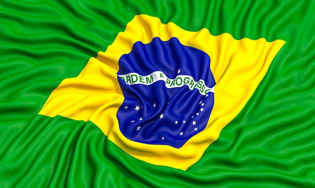 Foto bandeira brasileira isolada em um fundo branco renderização 3d