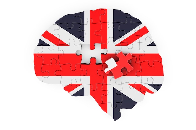 Bandeira britânica pintada no cérebro de quebra-cabeças