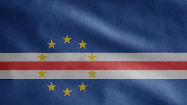 Bandeira cabo-verdiana agitando ao vento