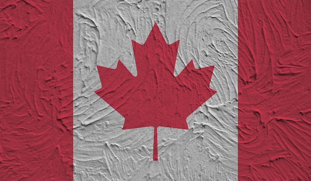 Foto bandeira canadense com textura de parede