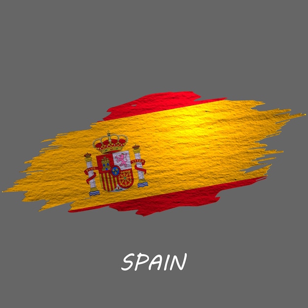 Bandeira com estilo grunge da Espanha Fundo de traçado de pincel