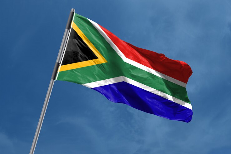 Bandeira da África do Sul acenando