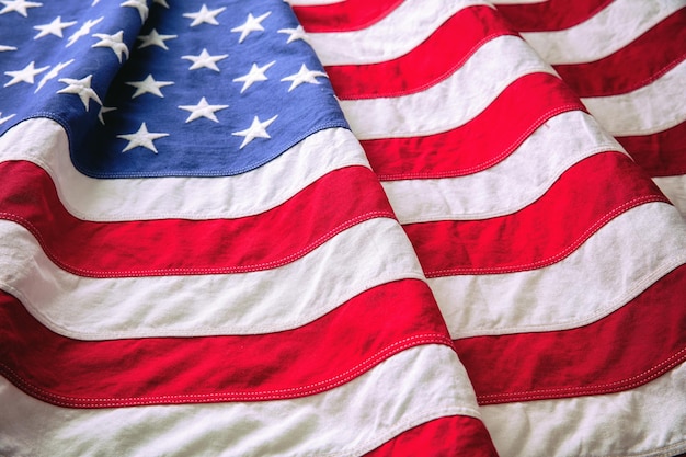 Bandeira da América dos EUA fundo de onda closeup Feriado Nacional Americano