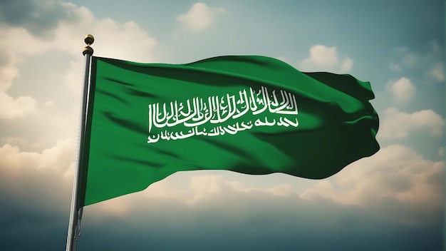 Bandeira da Arábia Saudita com declaração gerada por IA