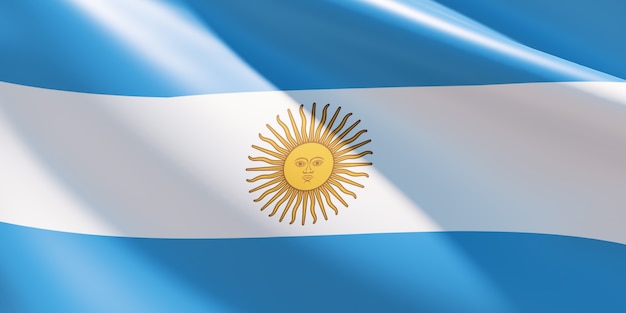 Bandeira da Argentina Simples acenando close up shoot foto premium