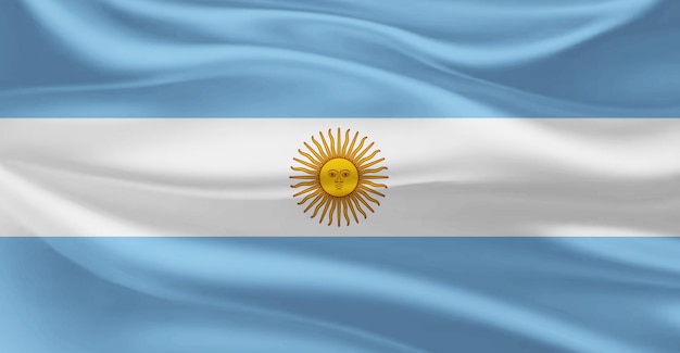 Bandeira da Argentina voando no ar
